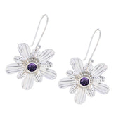 Ella Party Wear Purple Earrings with Flower Design
